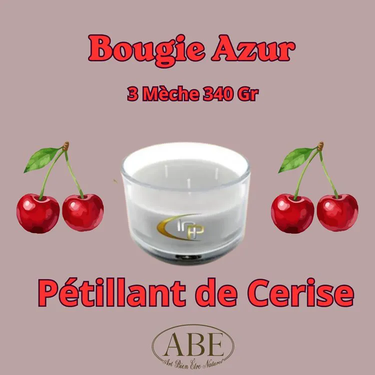 Bougie Azur 340 gr P&eacute;tillant de Cerise