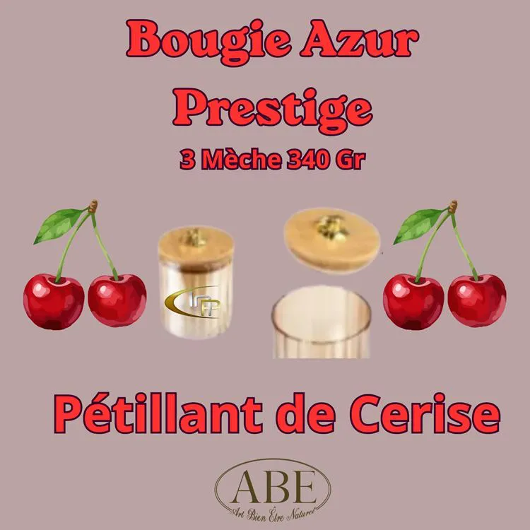 Bougie Azur Prestige 340 gr P&eacute;tillant de Cerise