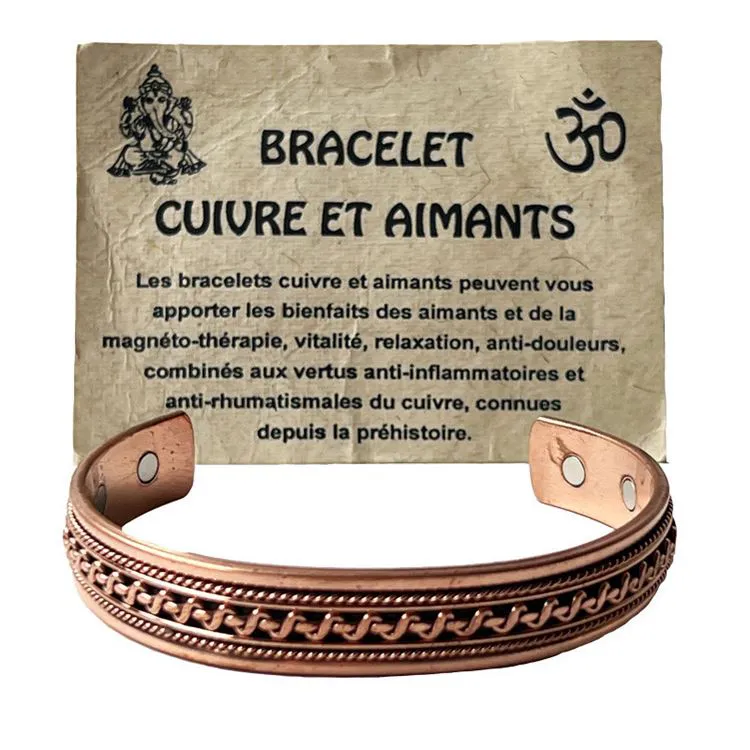 Bracelet Cuivre et Aimants  Motifschaine torsad&eacute;e