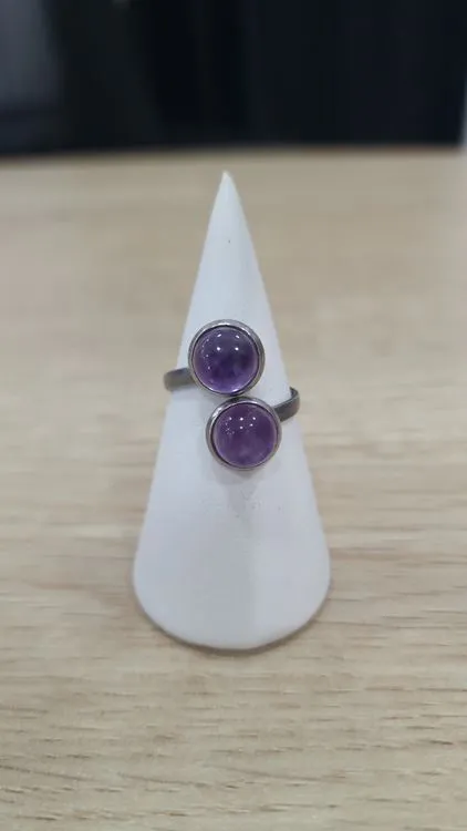 Bague  inox Sel&egrave;ne Amethyste