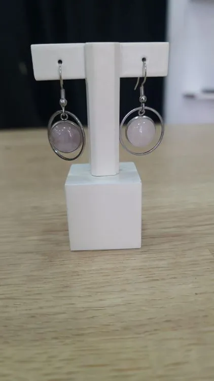 Boucles d'oreille Rondes Quartz Rose