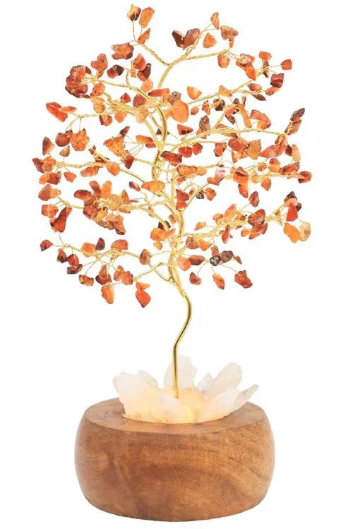 Arbre du Bonheur Lumineux Cornaline 25cm