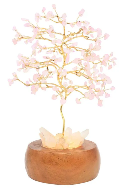 Arbre du Bonheur Lumineux Quartz Rose 25cm