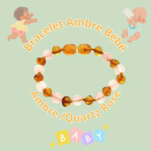 Bracelet bébé Ambre / Quartz Rose