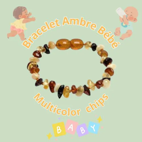 Bracelet bébé Ambre multicolore chips