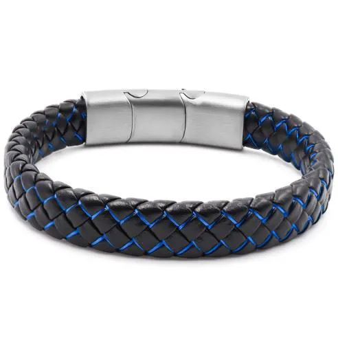 Bracelet acier pour homme tressé noir bleu 