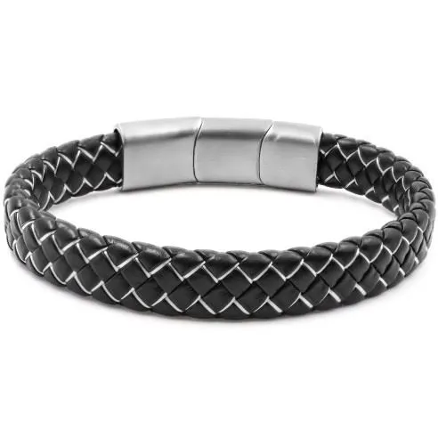 Bracelet acier pour homme tressé noir Blanc