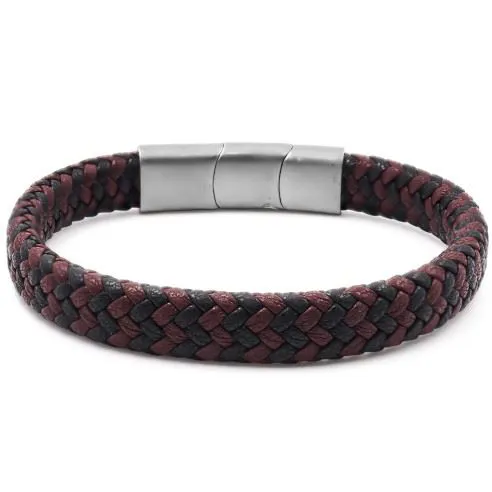 Bracelet acier pour homme tressé Marron et Noir