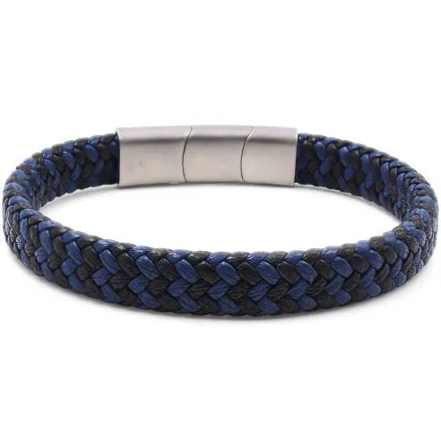 Bracelet acier pour homme tressé Noir et Bleu