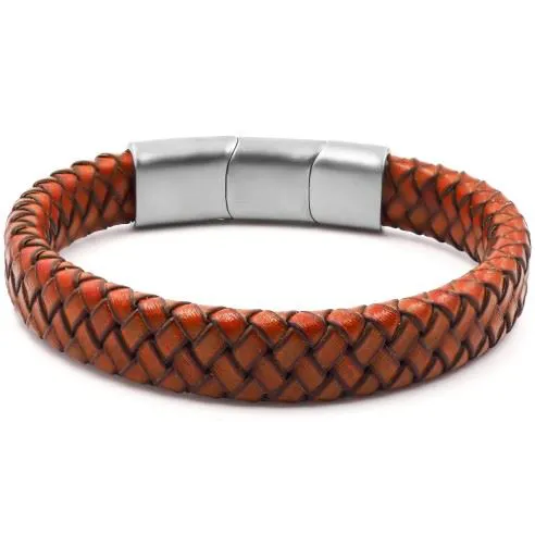 Bracelet acier pour homme tressé Orange