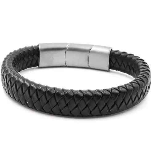 Bracelet acier pour homme tressé noir