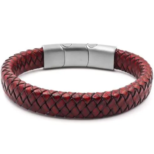 Bracelet acier pour homme tressé Marron