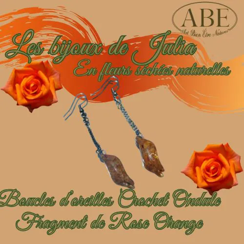 Boucles Crochet Argenté ondulé fragment orange