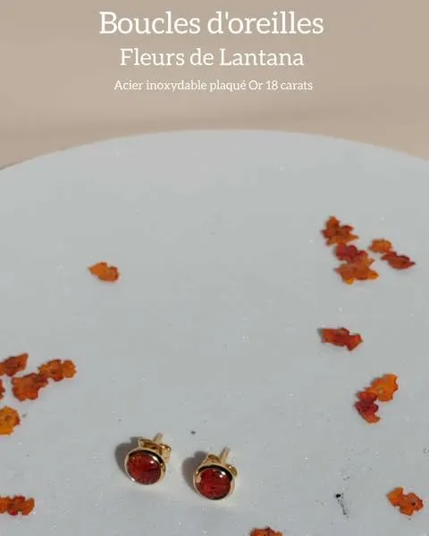 Boucle ClouDoré -FLEUR DE LANTANA (Orangé)