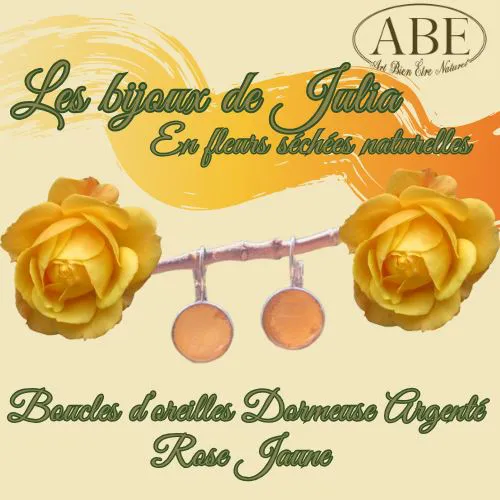 Boucle Dormeuse Argenté Rose Jaune
