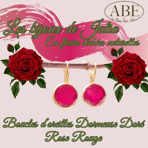 Boucle Dormeuse Doré Rose Rouge