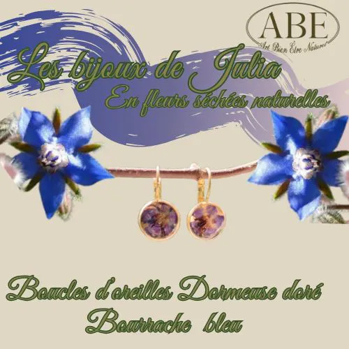 Boucle Dormeuse Doré Bourache bleu