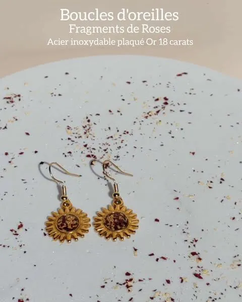 Boucle d'oreille Soleil - Or - Fragmets de rose