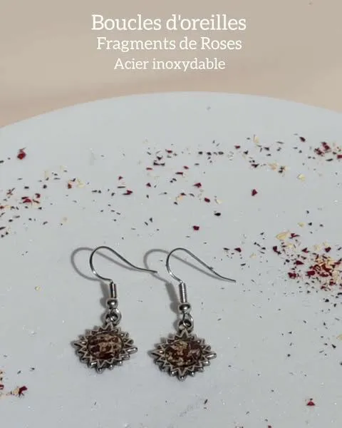 Boucle d'oreille Soleil - Argen - Fragmets de rose