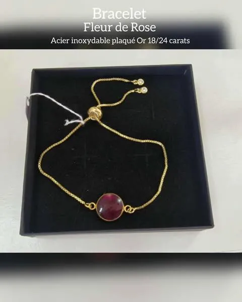 Bracelets - Fleurs séchées -Roses rouge /Doré