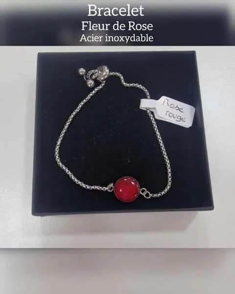 Bracelet Argenté - -Rose Rouge
