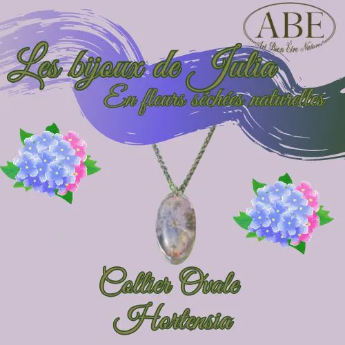 Collier Ovale  argenté Hortensia