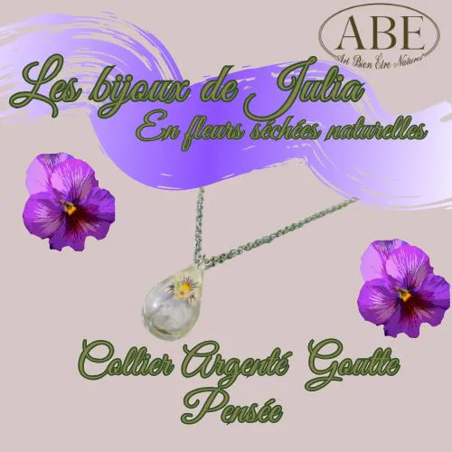 Collier  argenté Pensée