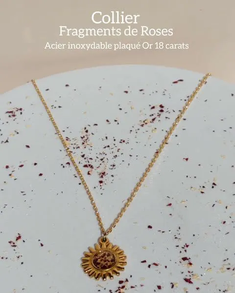 Collier Soleil - Or - Fragments de rose