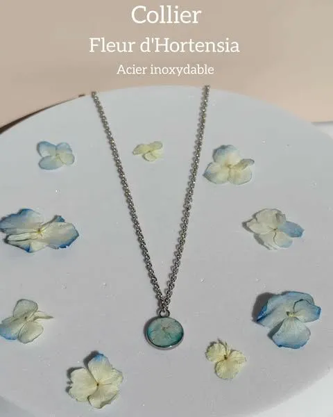 Collier Ar Hortensia bleu