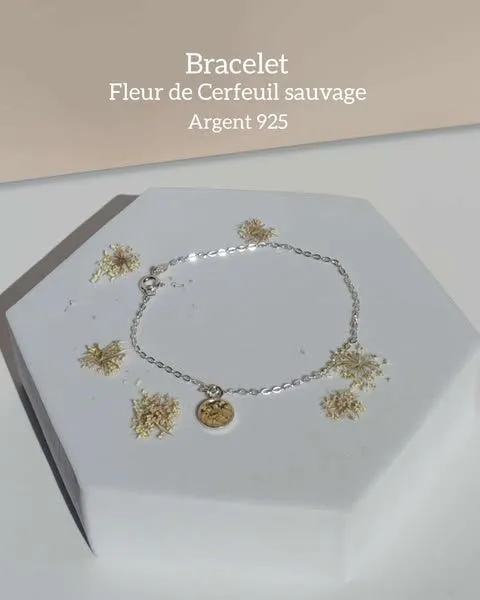 Bracelet Argent - -FLEURS DE CERFEUIL SAUVAGE 