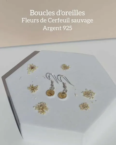 Boucle Argent - -FLEURS DE CERFEUIL SAUVAGE 