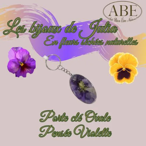 Porte Clé Ovale Pensée Violette