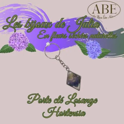 Porte Clé Losange Hortensia