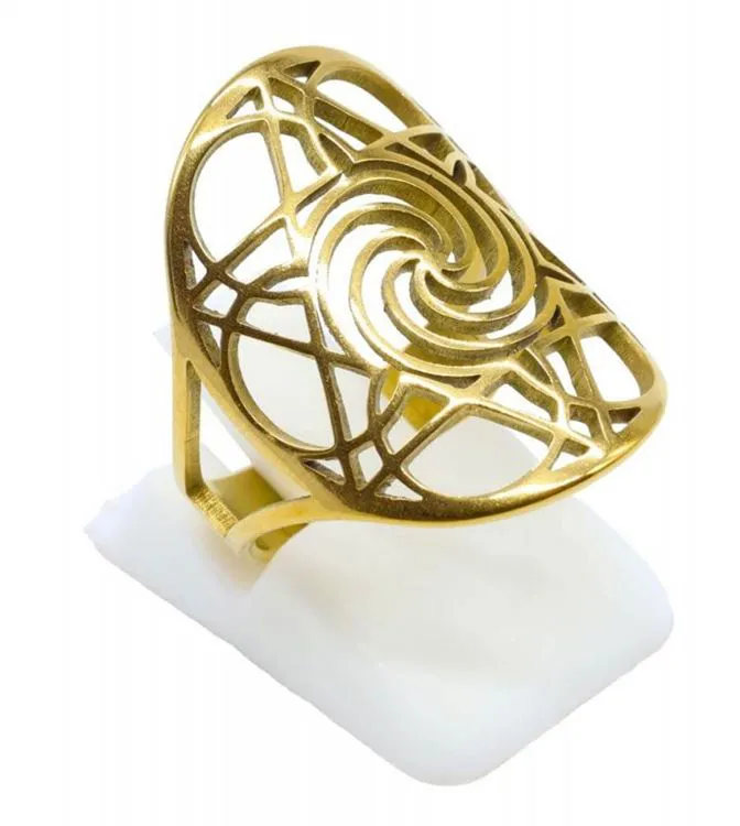 Bague Inox Plaqu&eacute; or Spirale