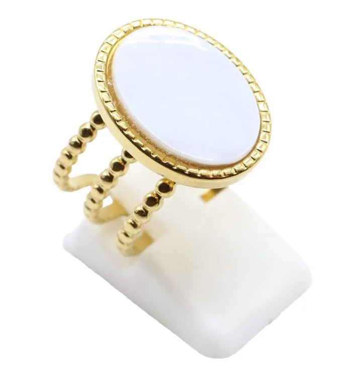 Bague Inox Plaqu&eacute; or Nacre