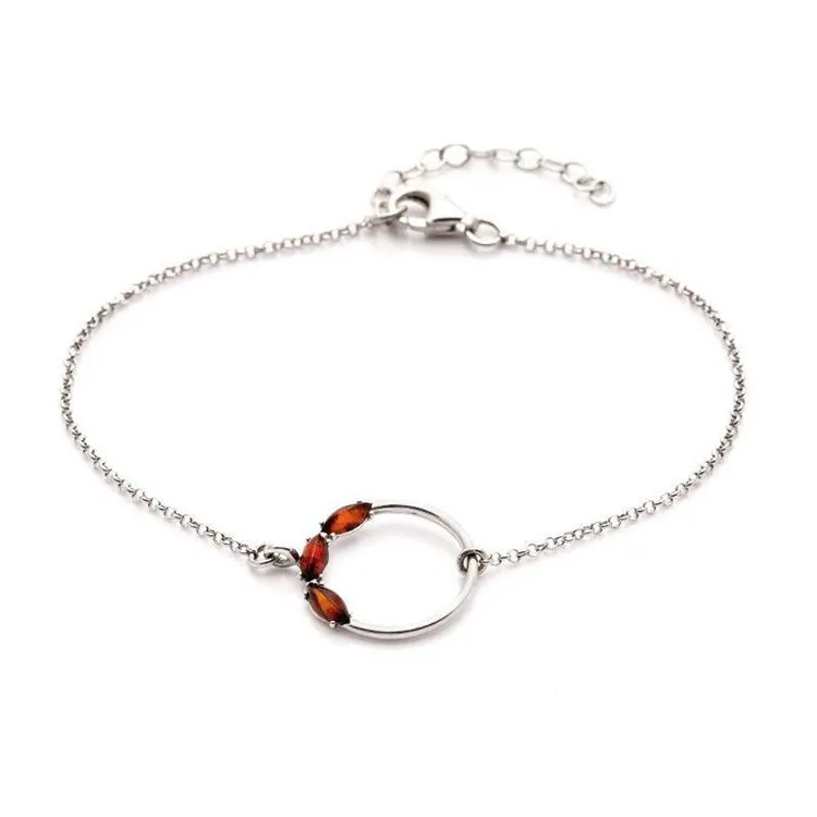 Bracelet ronde avec ambre cognac navette