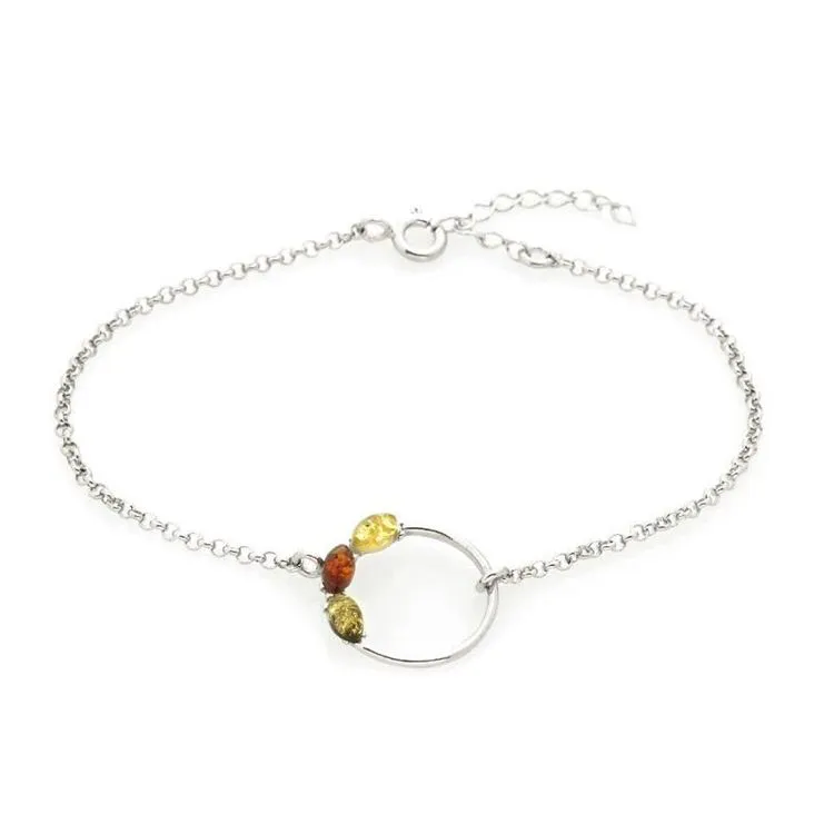 Bracelet avec ambre multicolore navette