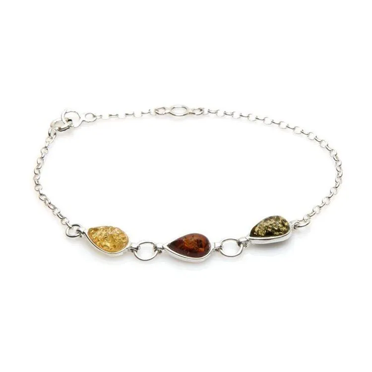 Bracelet avec ambre multicolore goutte
