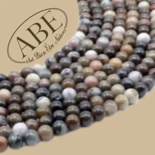 Perles Agate Fossile 6mm 10Pcs