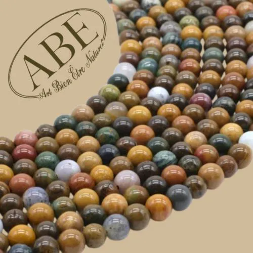 Perles Jaspe Oc&eacute;an 6mm 10Pcs