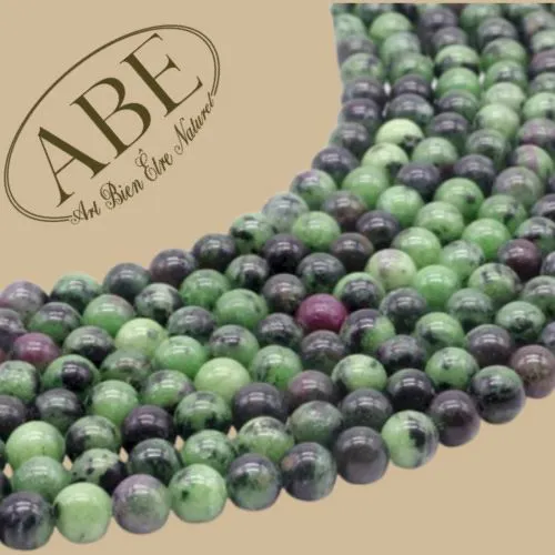 Perles Rubis Zo&iuml;site 6mm 10Pcs