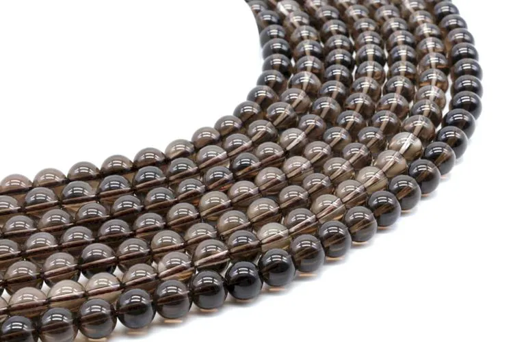 Perles de quartz fum&eacute; 8 mm