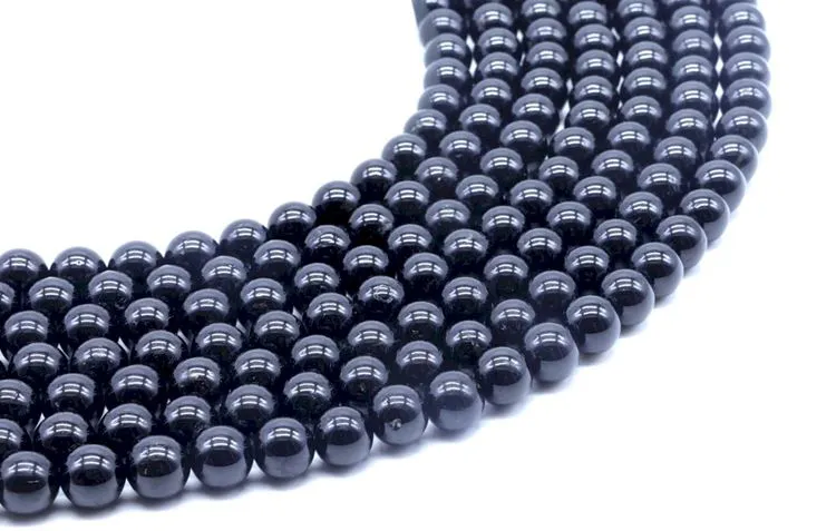 Perles de tourmaline noire de 8 mm