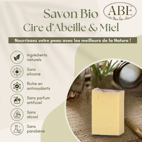 Savon Bio Cire d'abeille & Miel 