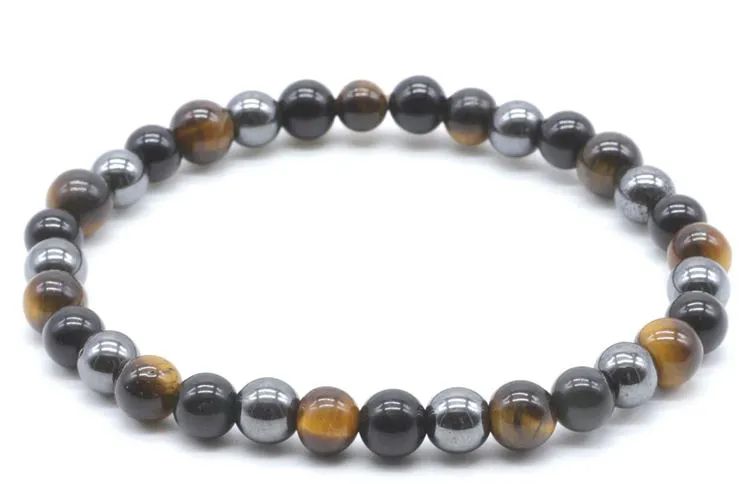 PRO6- Obsidienne Noire,Hematite, Oeil de Tigre