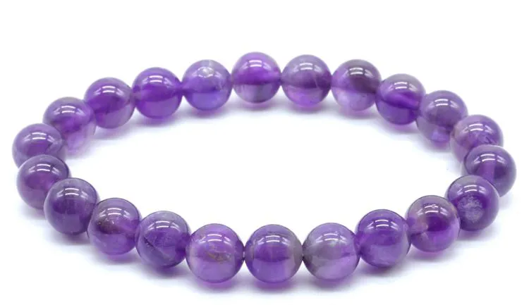 AME8- Bracelet 'Dark' Améthyste Perles 8mm