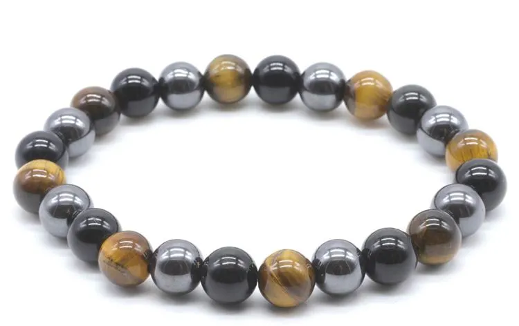 PRO8- Obsidienne Noire,Hematite, Oeil de Tigre