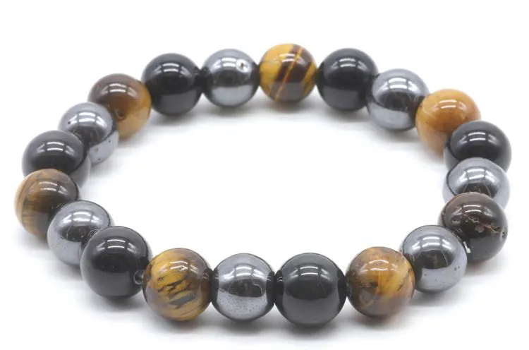 PRO10- Obsidienne Noire,Hematite, Oeil de Tigre