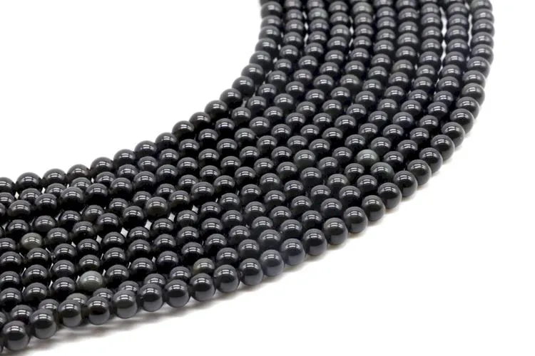 Perles OBSIDIENE NOIRE 4mm 10pcs