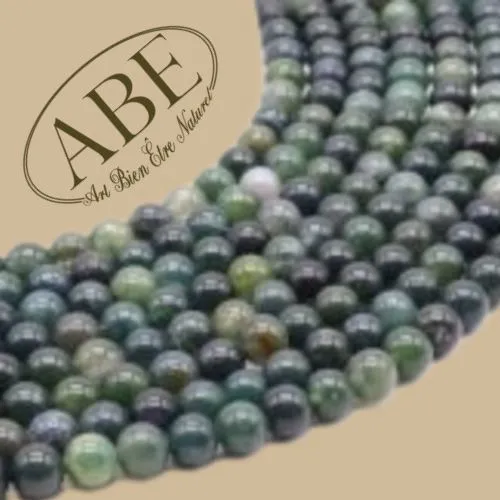Perles Agate Mousse 6mm 10Pcs